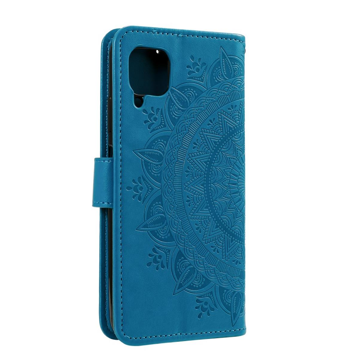 COVERKINGZ Galaxy Samsung, Blau mit Bookcover, A12 Muster, M12, / Mandala Klapphülle