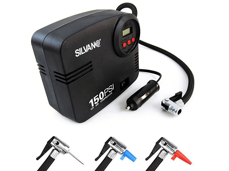 Compresor de aire inflador digital con toma de 12V SILVANO 23SLDAC