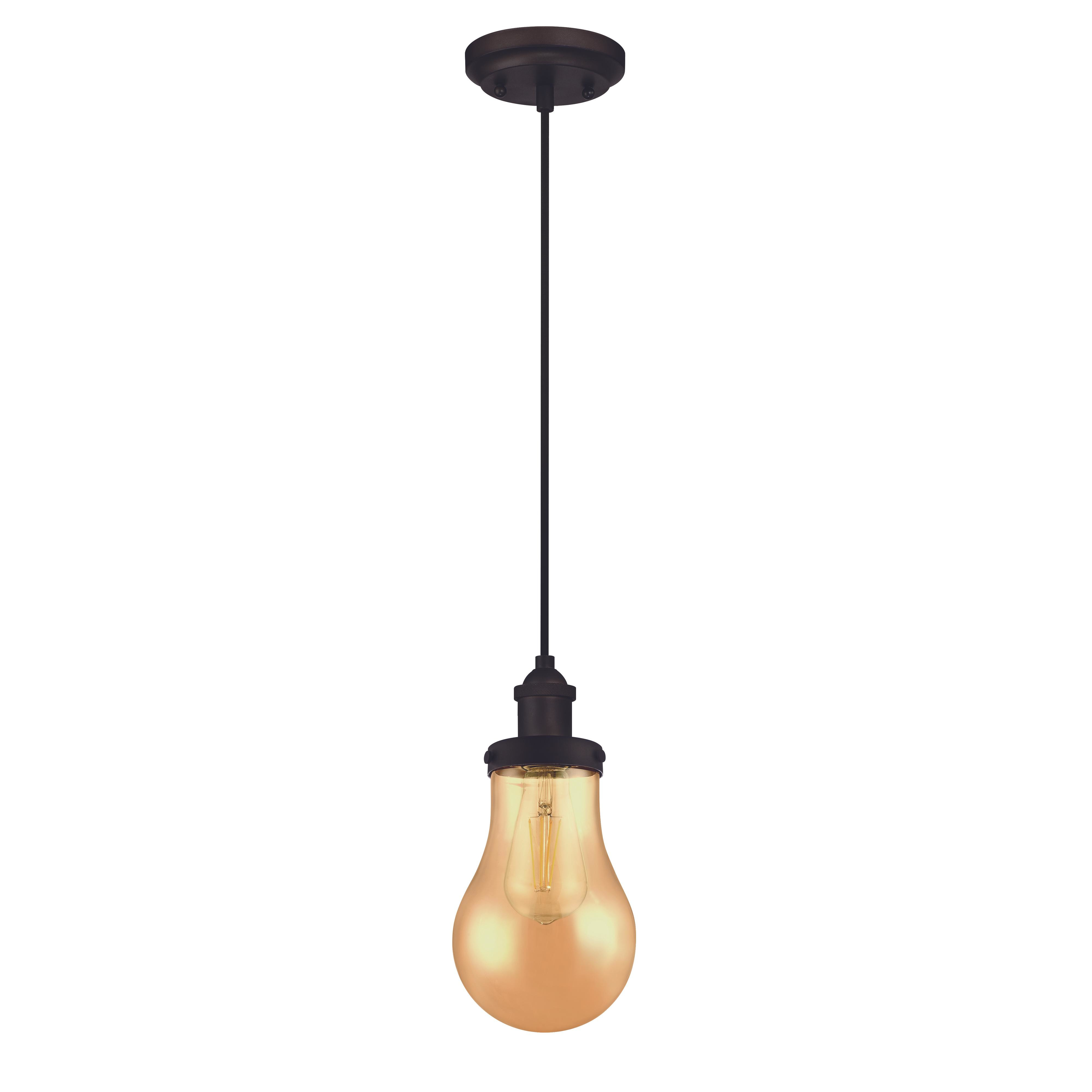 Eine Glühbirne hängt von der Decke. Sie hat einen Vintage-Stil.