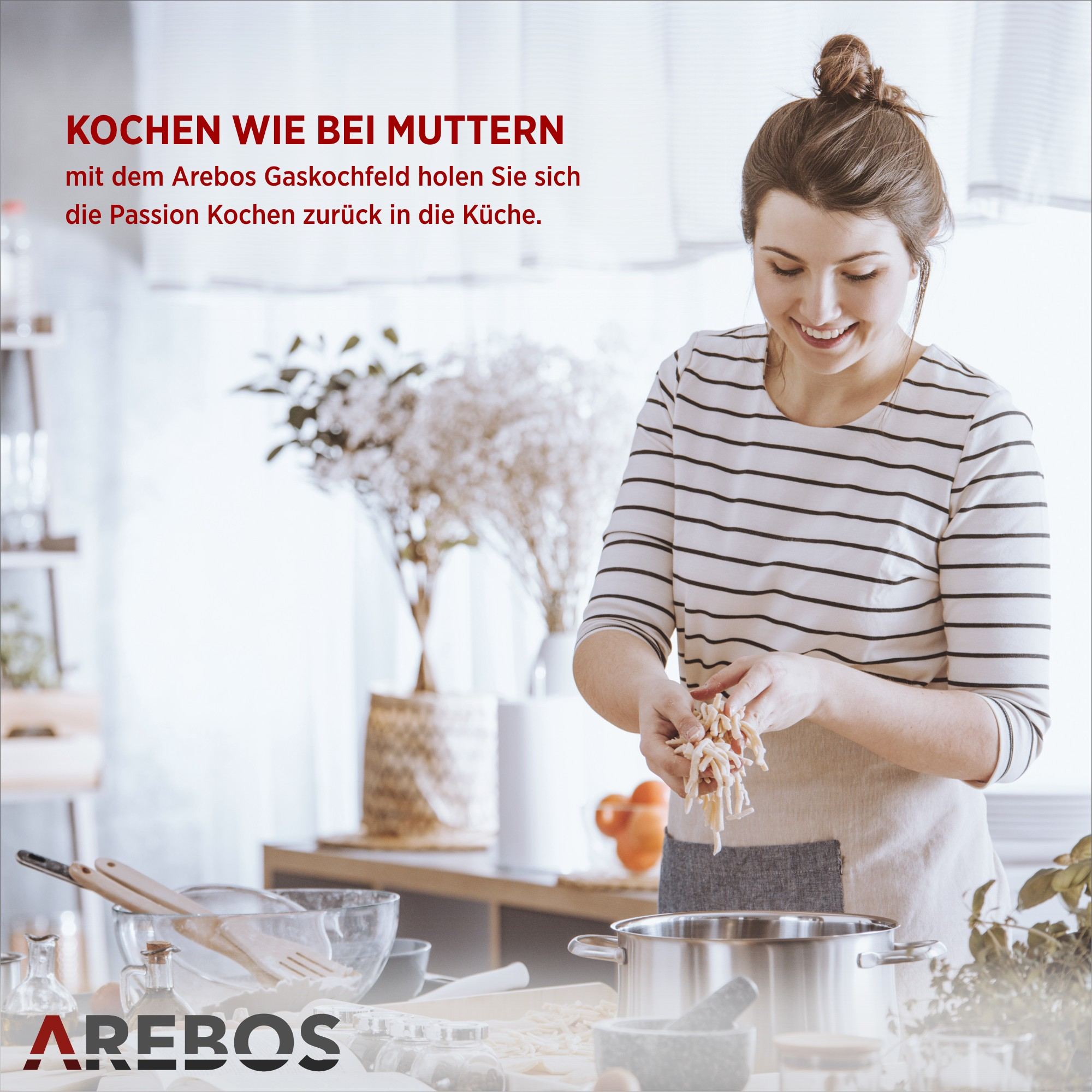mm Kochfelder) | 4 Autark AREBOS | Zündsicherung & (500 inkl. breit, Topfträger Gasherd