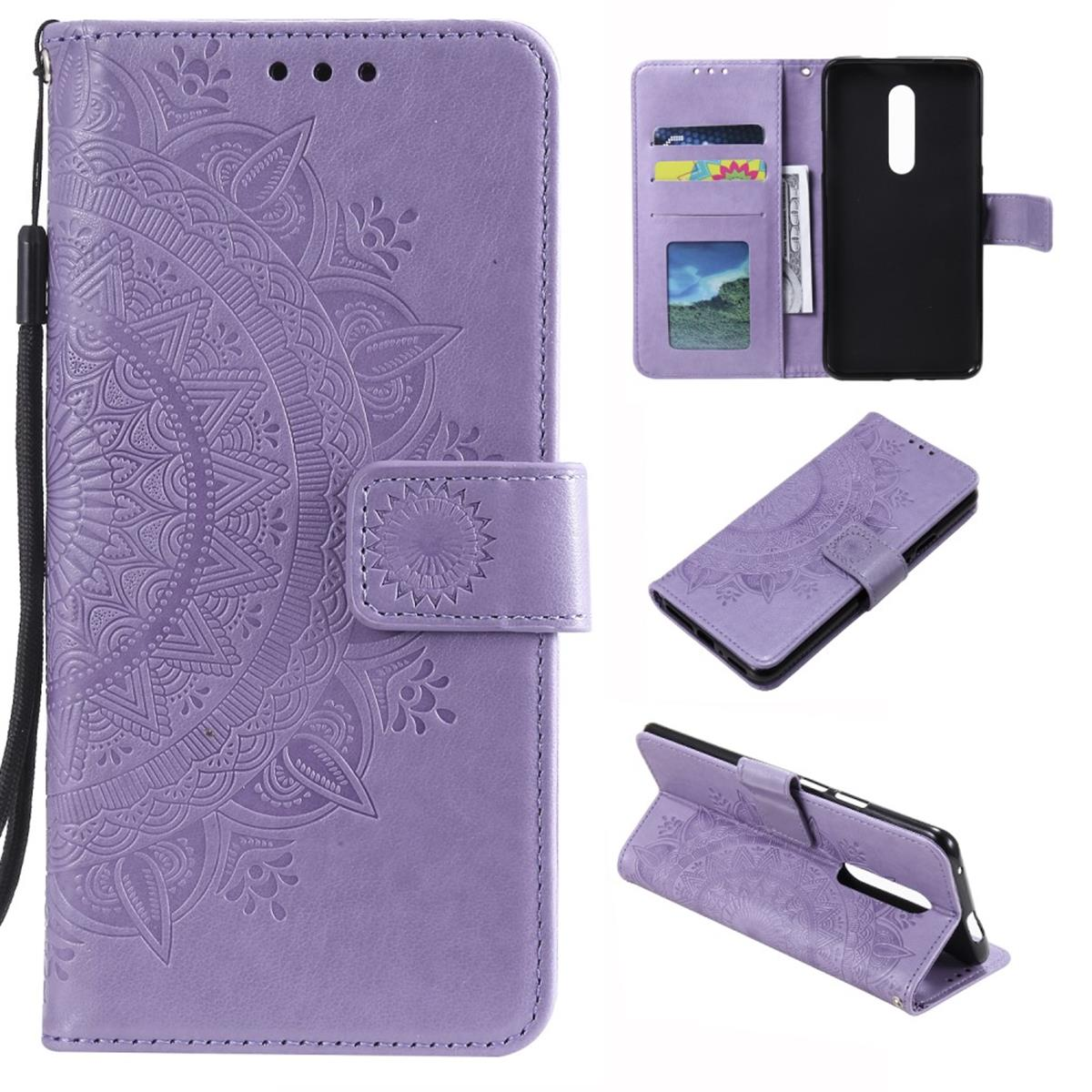 2.4, Bookcover, Muster, Nokia, Lila Mandala mit Klapphülle COVERKINGZ