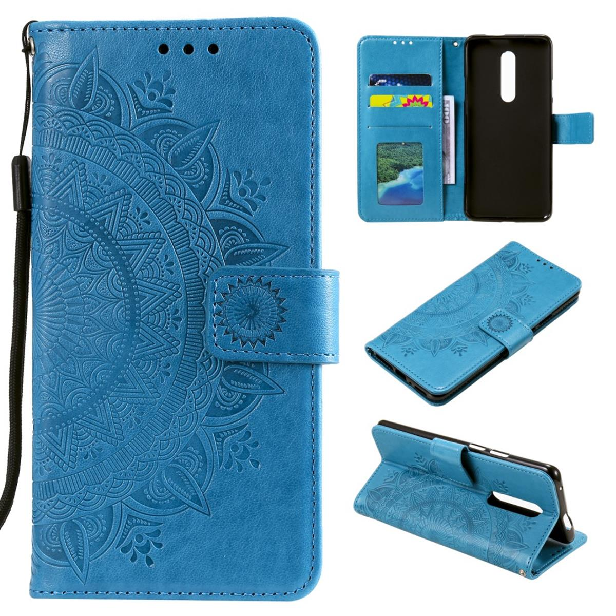 2.4, Klapphülle COVERKINGZ Mandala Bookcover, Blau mit Nokia, Muster,