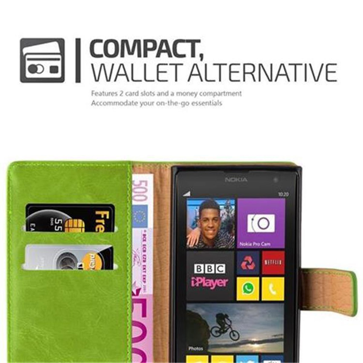 Luxury CADORABO Style, 1020, GRAS Bookcover, Nokia, Lumia Hülle Book GRÜN
