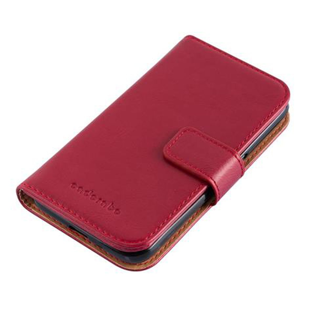 Custodia rossa per telefono chiusa. La custodia è rossa. La custodia è chiusa.
