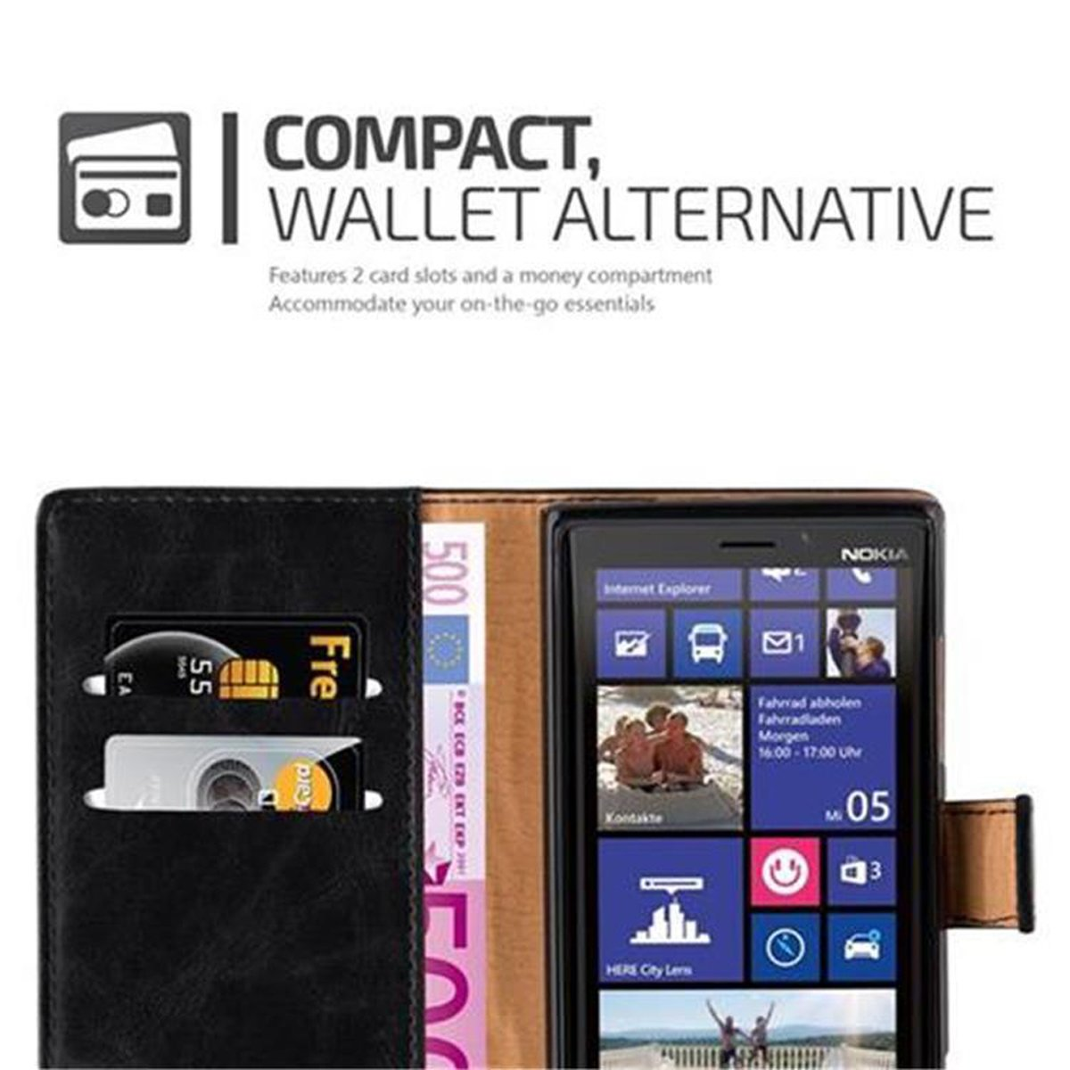 Hülle SCHWARZ Luxury 920, CADORABO Book Nokia, Lumia GRAPHIT Style, Bookcover,