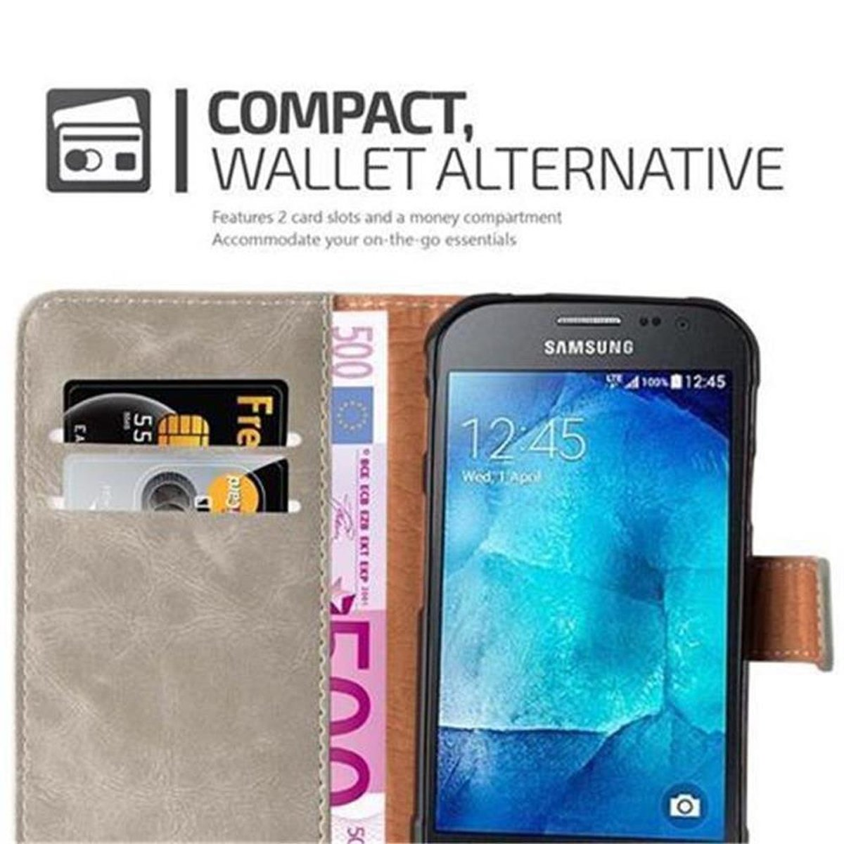 Galaxy Book Samsung, CAPPUCCINO XCover Style, 3, Hülle BRAUN CADORABO Luxury Bookcover,
