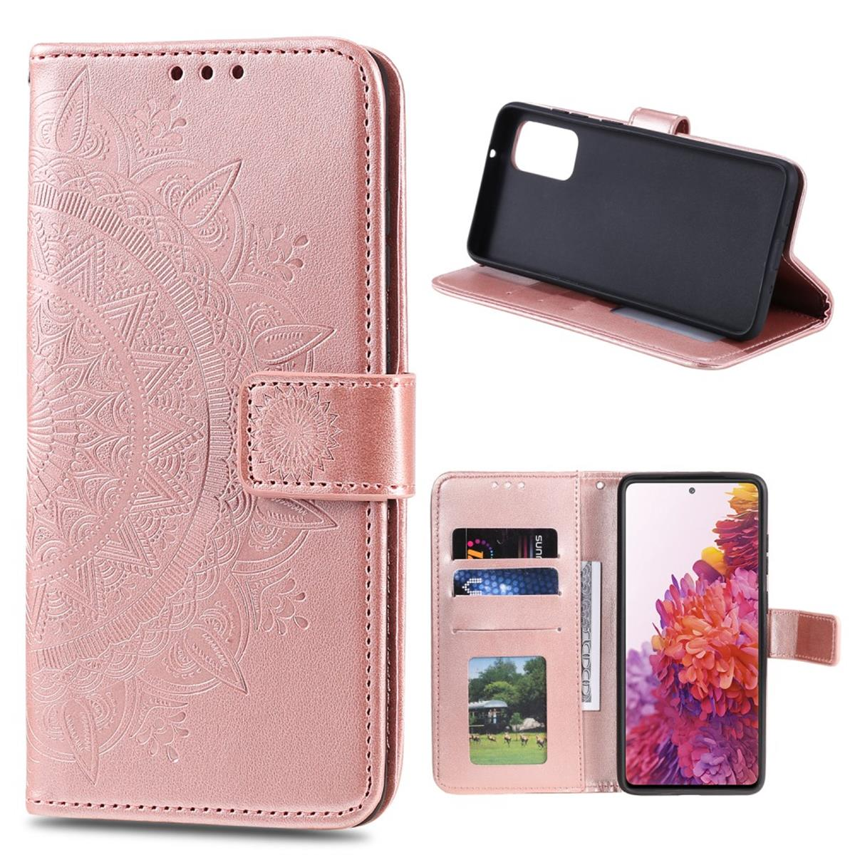 COVERKINGZ Klapphülle mit Mandala Muster, S20 Samsung, Galaxy FE, Roségold Bookcover