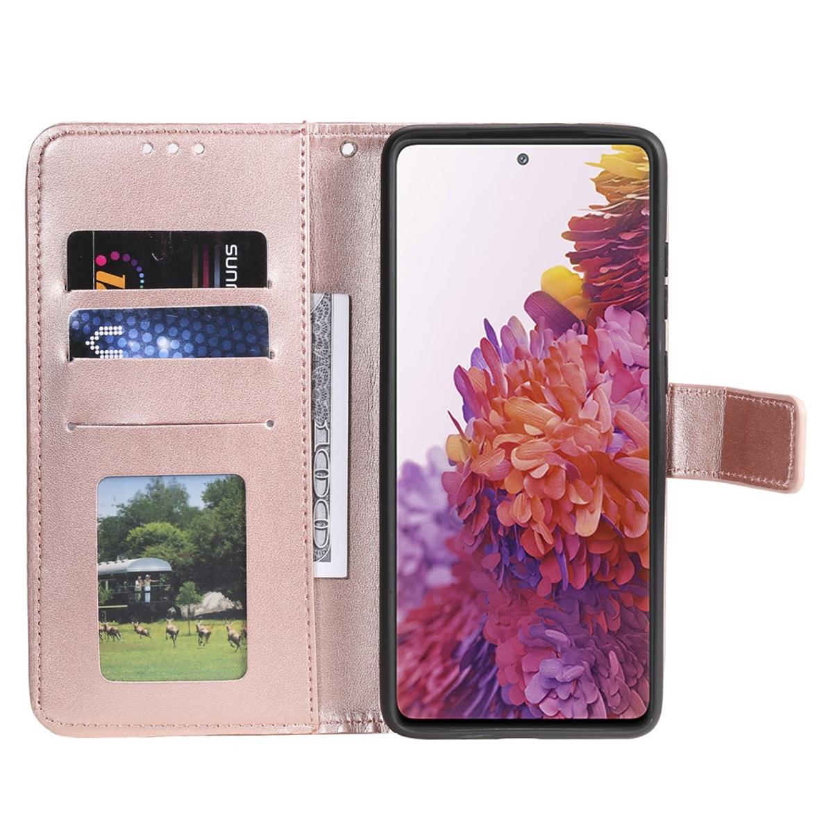 COVERKINGZ Klapphülle mit Mandala Muster, S20 Samsung, Galaxy FE, Roségold Bookcover