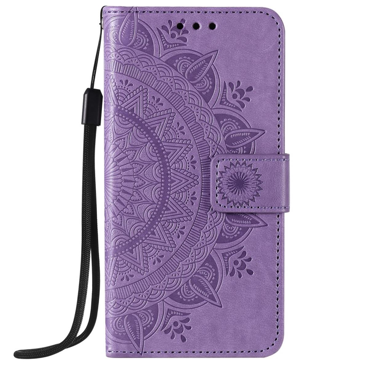 COVERKINGZ Klapphülle mit Mandala Muster, Lila Bookcover, iPhone Pro 12 Apple, Max