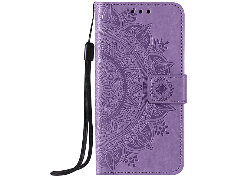 COVERKINGZ Klapphülle mit Mandala Muster, Lila Bookcover, iPhone Pro 12 Apple, Max