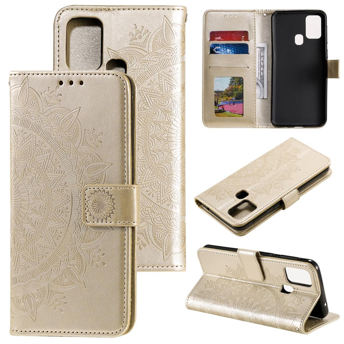 Muster, 2020, P Mandala Huawei, Klapphülle Smart COVERKINGZ Gold mit Bookcover,