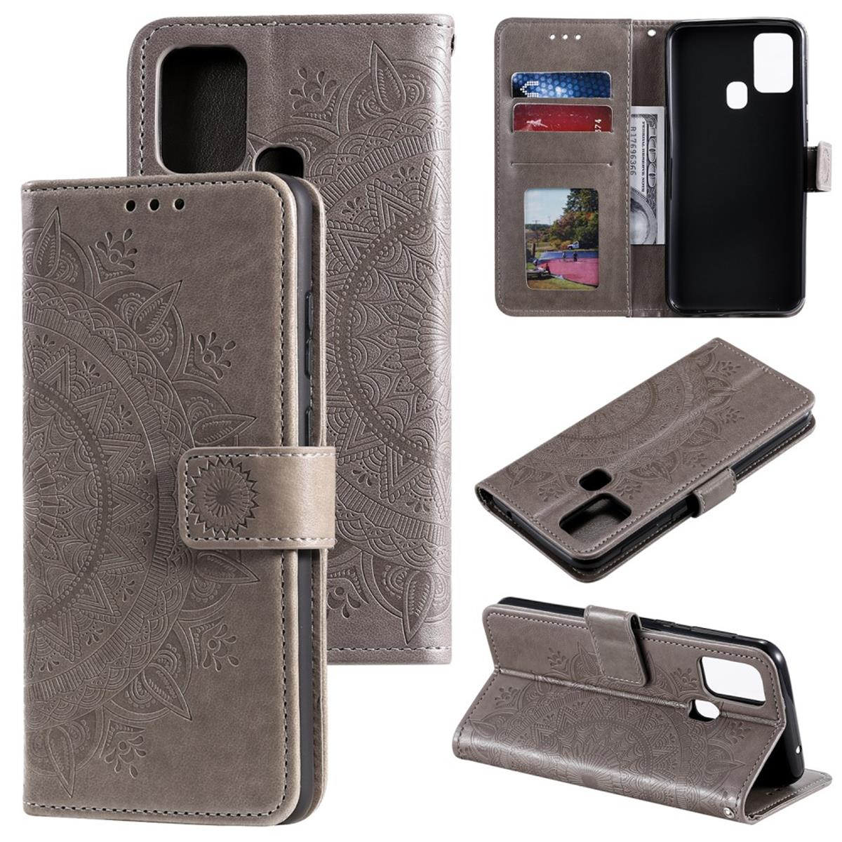 COVERKINGZ Klapphülle 2020, Muster, Huawei, Mandala Grau P mit Bookcover, Smart