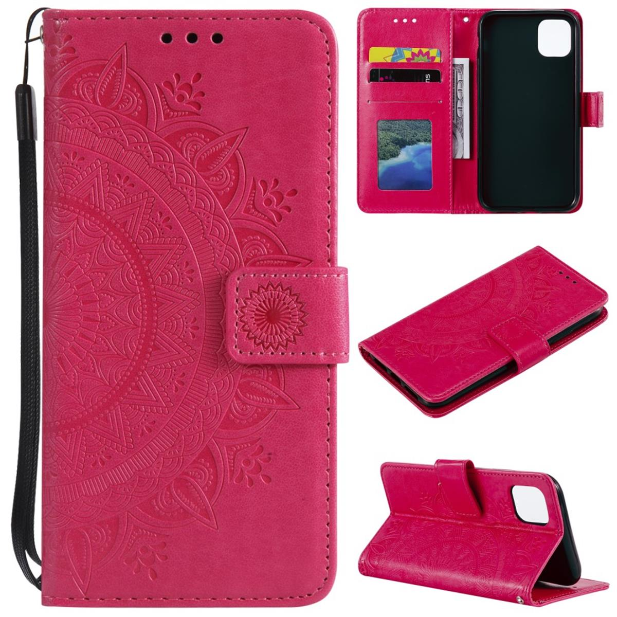 COVERKINGZ Klapphülle mit Mandala Bookcover, 13, Apple, Pink Muster, iPhone