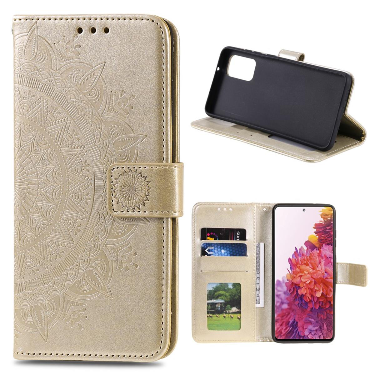 COVERKINGZ Klapphülle mit Mandala S20 Bookcover, Galaxy Muster, Samsung, Gold FE