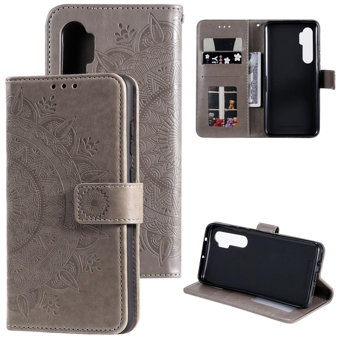 10 Klapphülle mit Muster, COVERKINGZ Bookcover, Grau Note Mi Mandala Lite, Xiaomi,