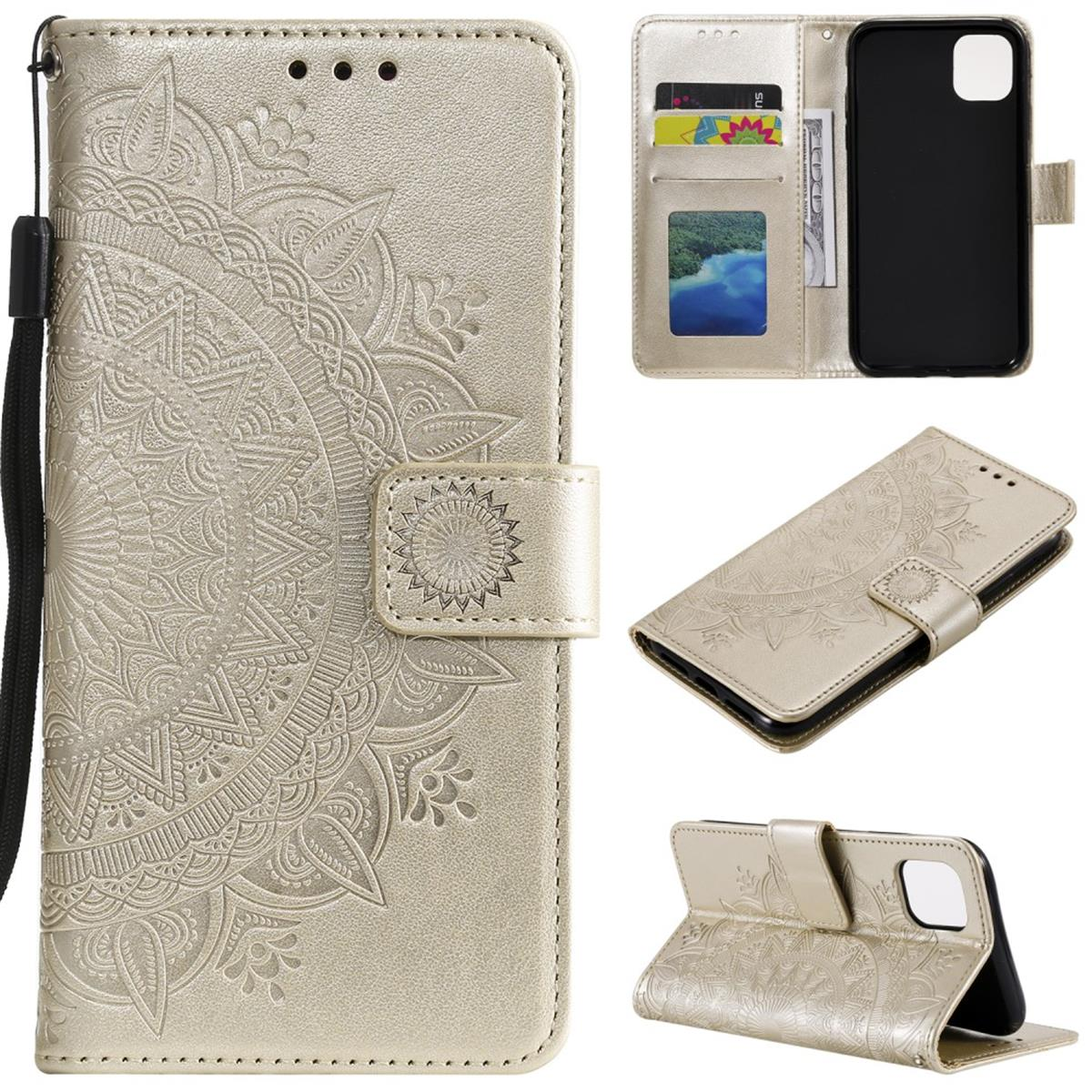 iPhone Bookcover, Apple, Gold COVERKINGZ Klapphülle 11, Muster, Mandala mit