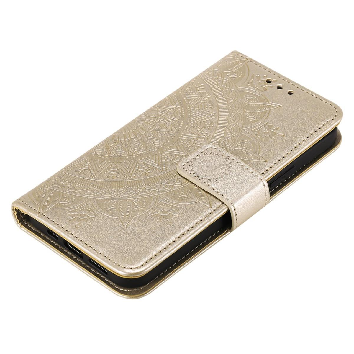 COVERKINGZ Klapphülle Apple, 12 iPhone Muster, mit Bookcover, Gold Max, Pro Mandala