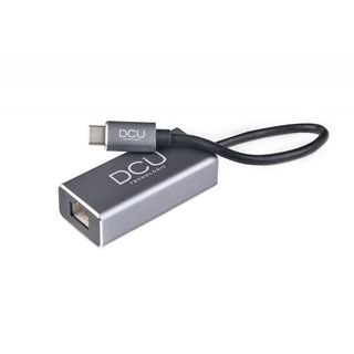 HUB / Dock  - DCU 391167 Plata / Adaptador USB-C (M) a ethernet (H) 20cm DCU, Plata