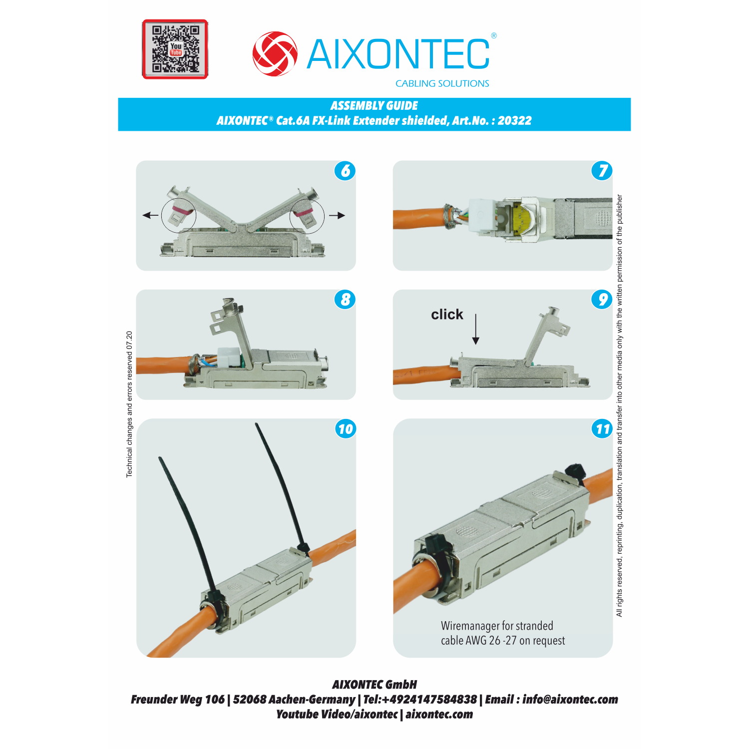 geschirmt Verbindungsmodul AIXONTEC Netzwerkadapter, Keystone Cat.6A Verbinder, Silber 10x