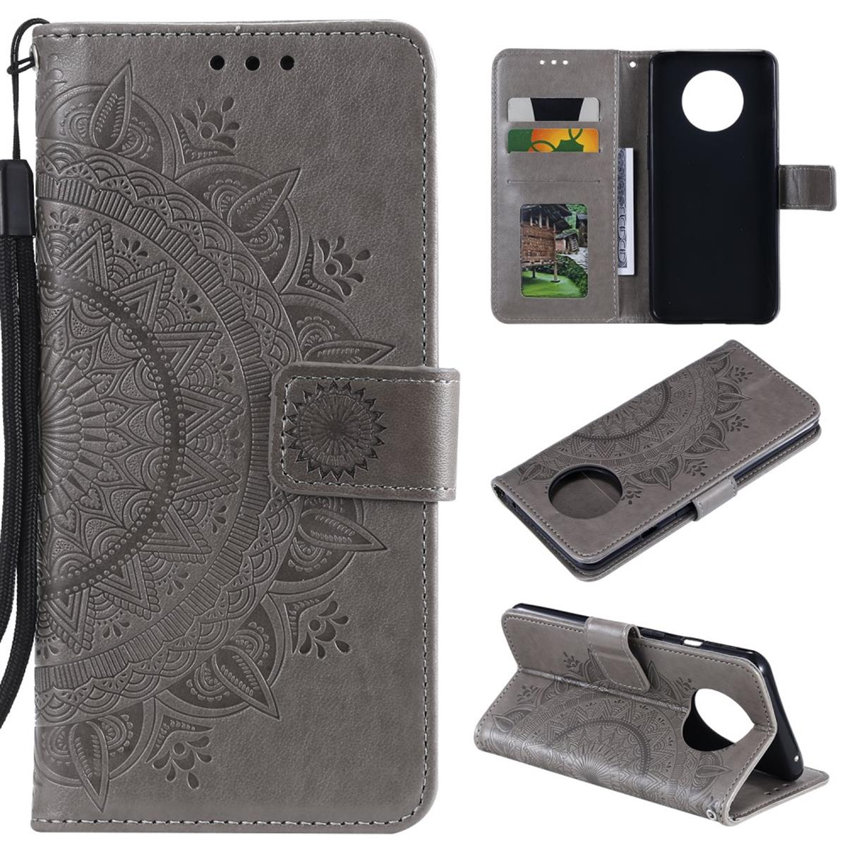 COVERKINGZ Klapphülle mit Mandala Bookcover, 9T, Xiaomi, Redmi Grau Note Muster