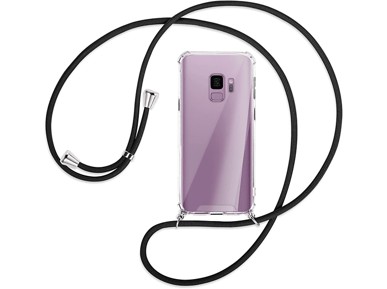 Schwarz Silber Backcover, Kordel, Umhänge-Hülle Galaxy MORE ENERGY mit Samsung, MTB S9, /