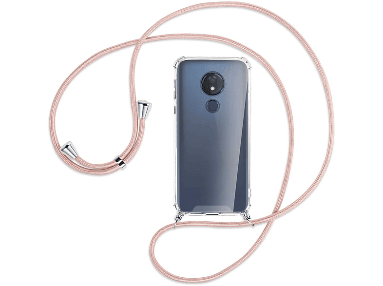 MTB MORE / Rosegold Umhänge-Hülle Backcover, Silber ENERGY mit Moto G7 Motorola, Kordel, Power