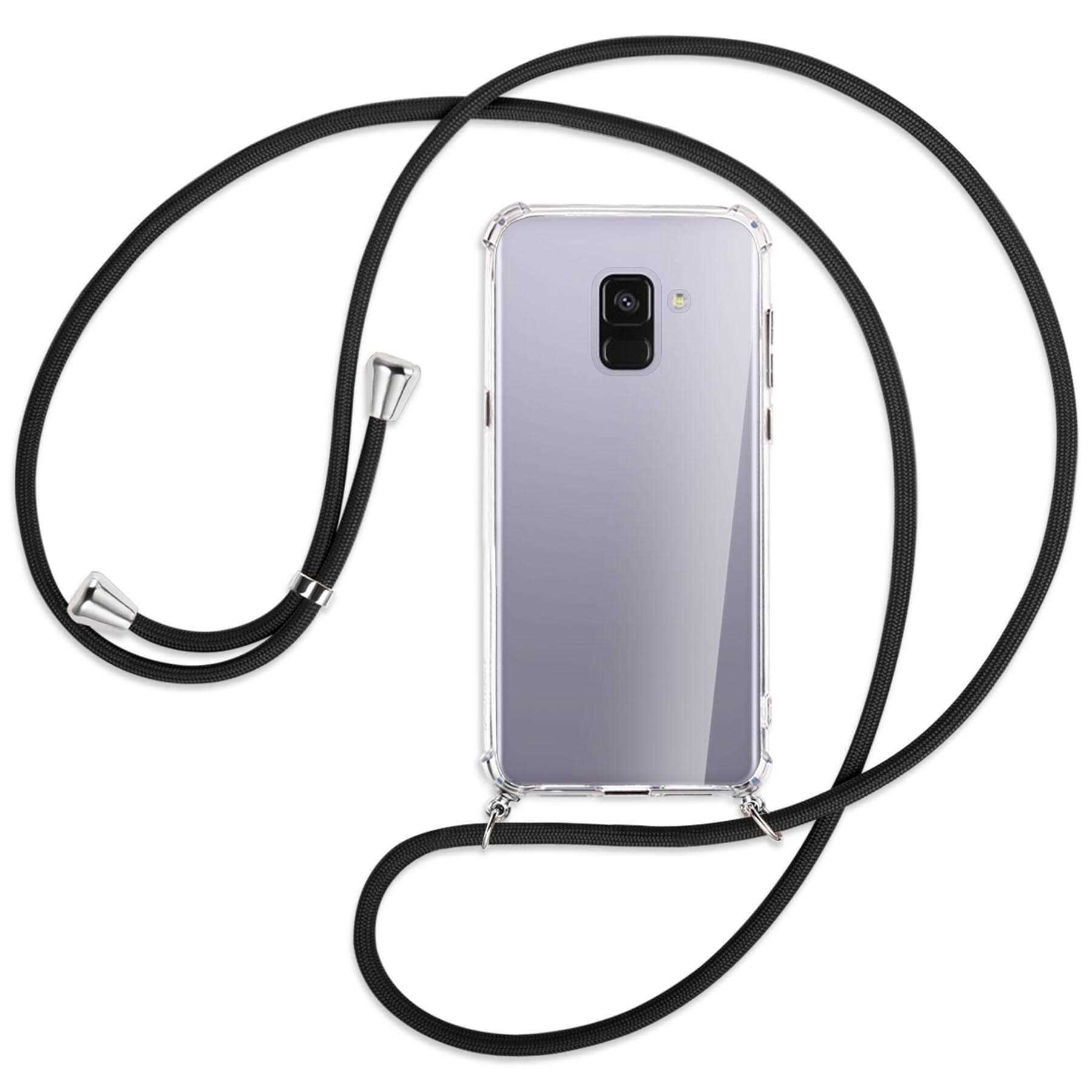 Silber Galaxy Kordel, MORE Umhänge-Hülle ENERGY 2018, A8 Samsung, Backcover, mit Plus MTB / Schwarz