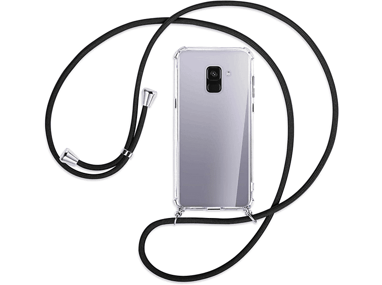 MORE MTB Samsung, / A8 Schwarz 2018, Silber Plus Galaxy mit Backcover, Kordel, Umhänge-Hülle ENERGY