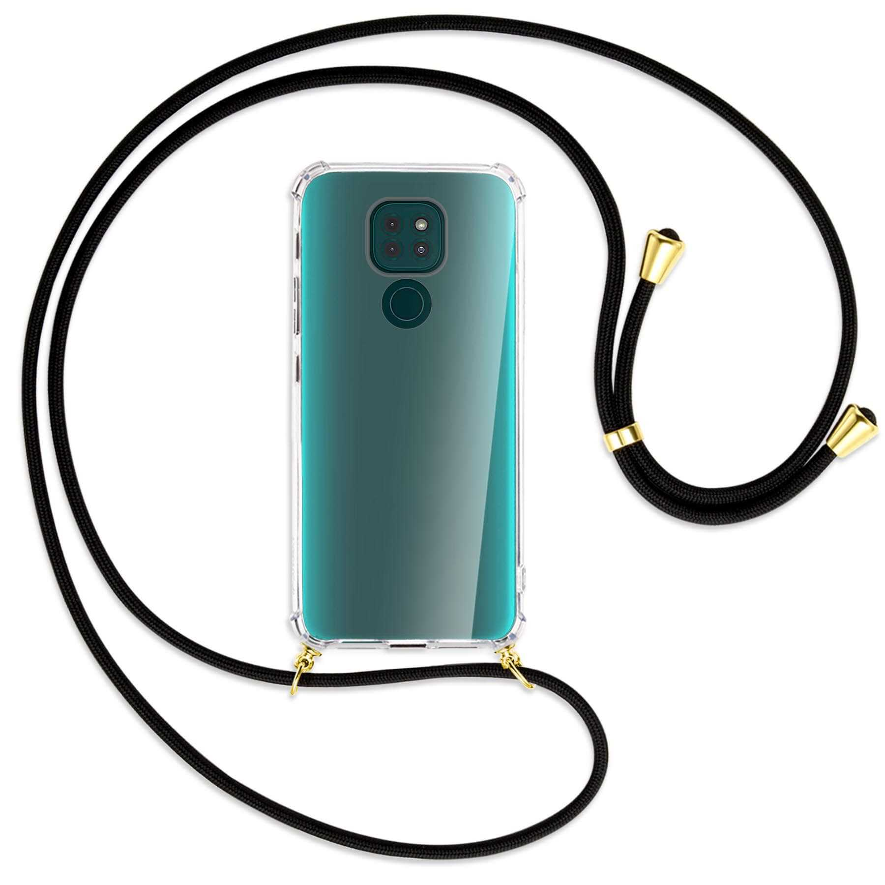 MTB MORE Backcover, Motorola, ENERGY Kordel, mit Gold / Schwarz Umhänge-Hülle Play, G9 Moto