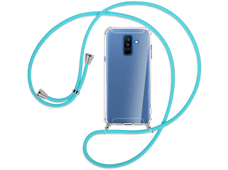 Umhänge-Hülle Türkis MORE ENERGY J8 MTB Silber Galaxy Galaxy Samsung, Backcover, / 2018, 2018, mit Plus A6 Kordel,
