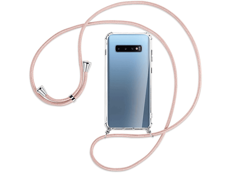 MORE Rosegold Plus, MTB mit Galaxy S10 Samsung, Backcover, / ENERGY Kordel, Silber Umhänge-Hülle