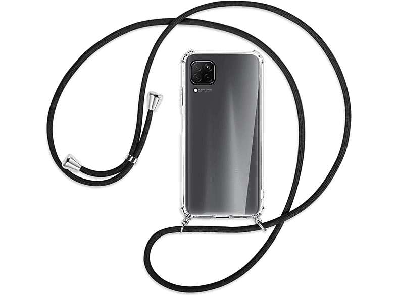 Huawei, Silber Backcover, mit MORE / Umhänge-Hülle MTB Lite, Schwarz P40 ENERGY Kordel,