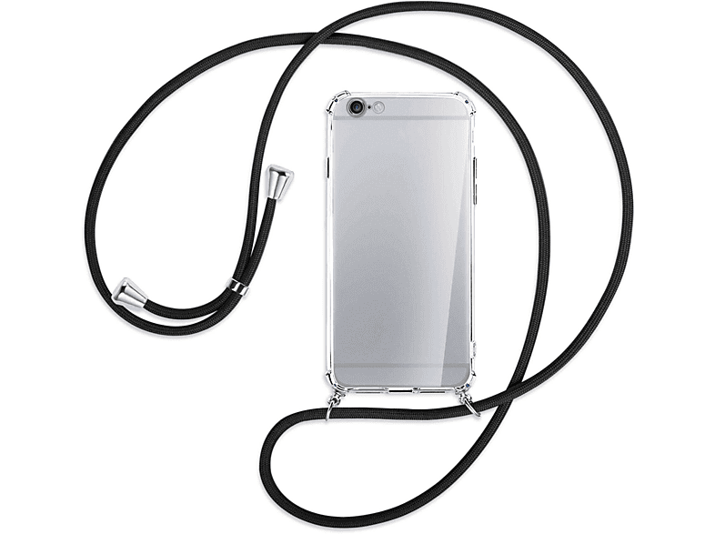 Backcover, Apple, Silber mit / MTB Schwarz 6S, ENERGY Umhänge-Hülle iPhone MORE iPhone Kordel, 6,