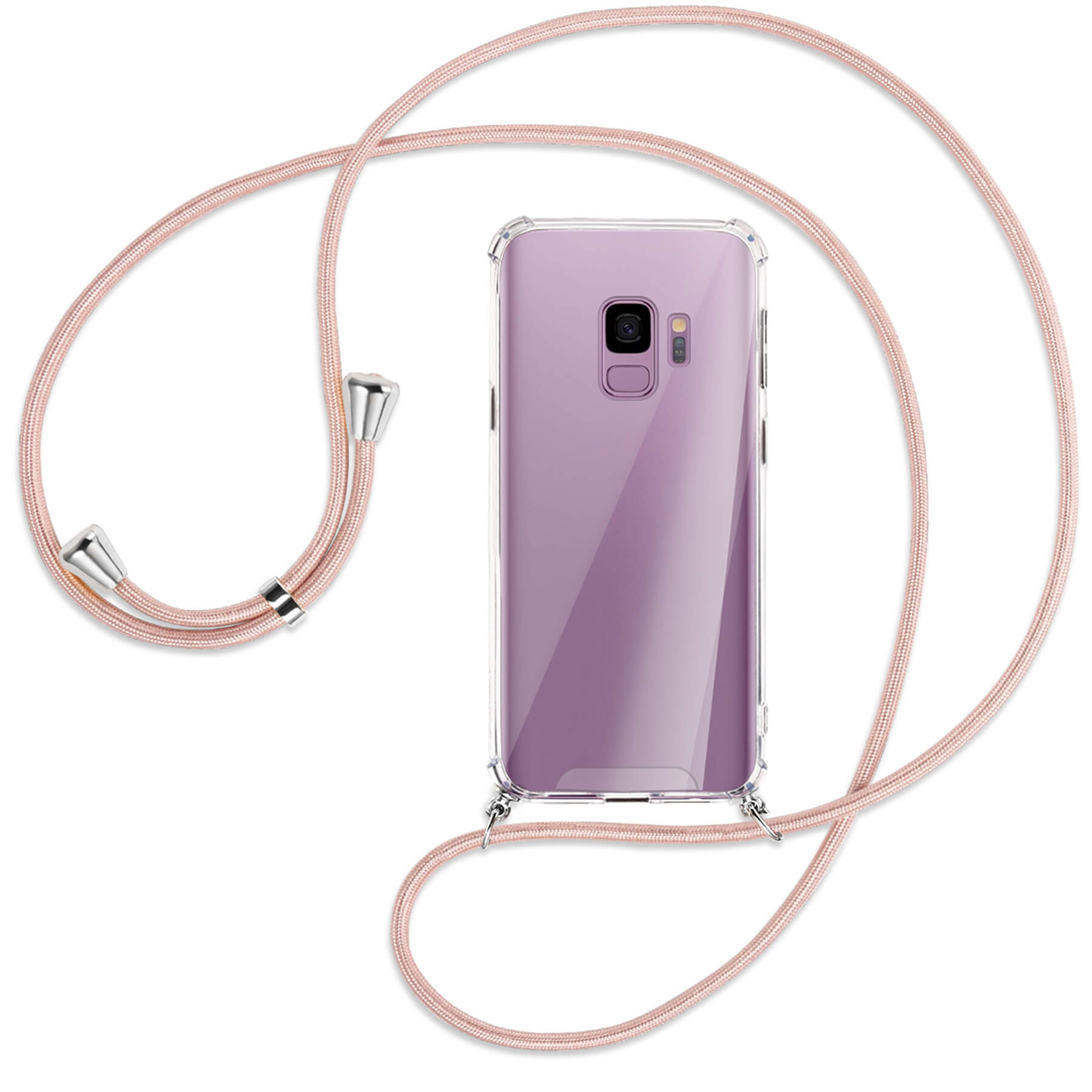 Samsung, Rosegold Umhänge-Hülle / Silber Kordel, ENERGY mit Backcover, MTB S9, MORE Galaxy