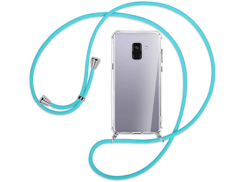 MTB MORE ENERGY Plus Samsung, Silber Umhänge-Hülle Backcover, Türkis 2018, / mit Kordel, A8 Galaxy