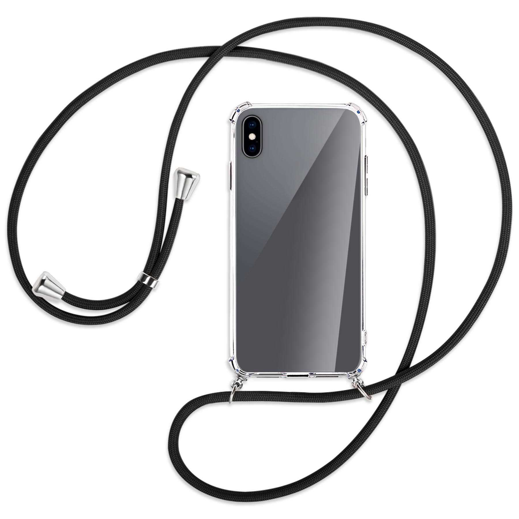 Apple, Kordel, Backcover, MTB Schwarz iPhone Umhänge-Hülle Silber Max, XS MORE ENERGY / mit