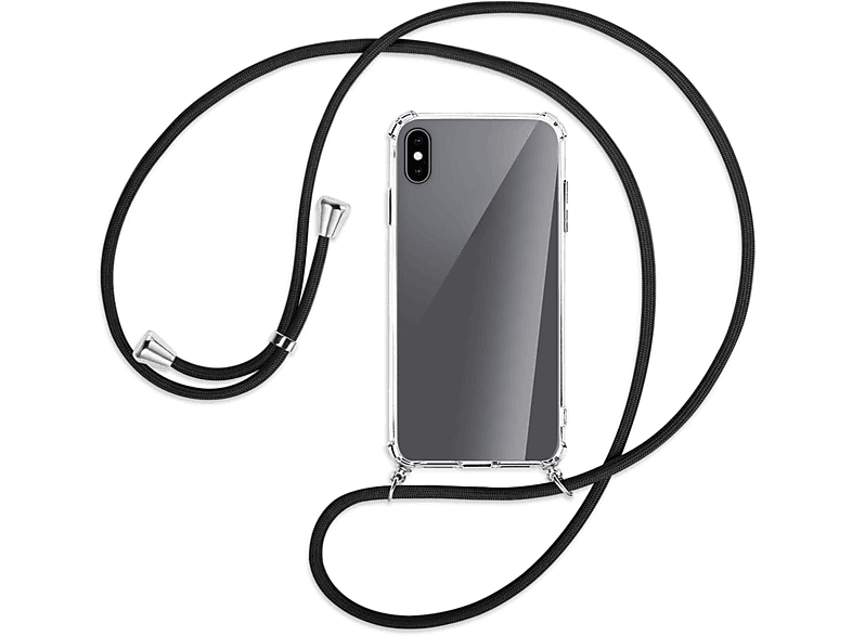 MTB MORE Silber Schwarz ENERGY Max, mit Umhänge-Hülle XS iPhone Apple, Backcover, Kordel, 