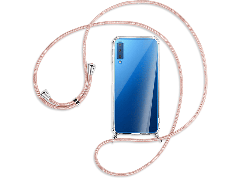 MORE Silber 2018, MTB Galaxy A7 mit Backcover, Rosegold Umhänge-Hülle Samsung, / ENERGY Kordel,