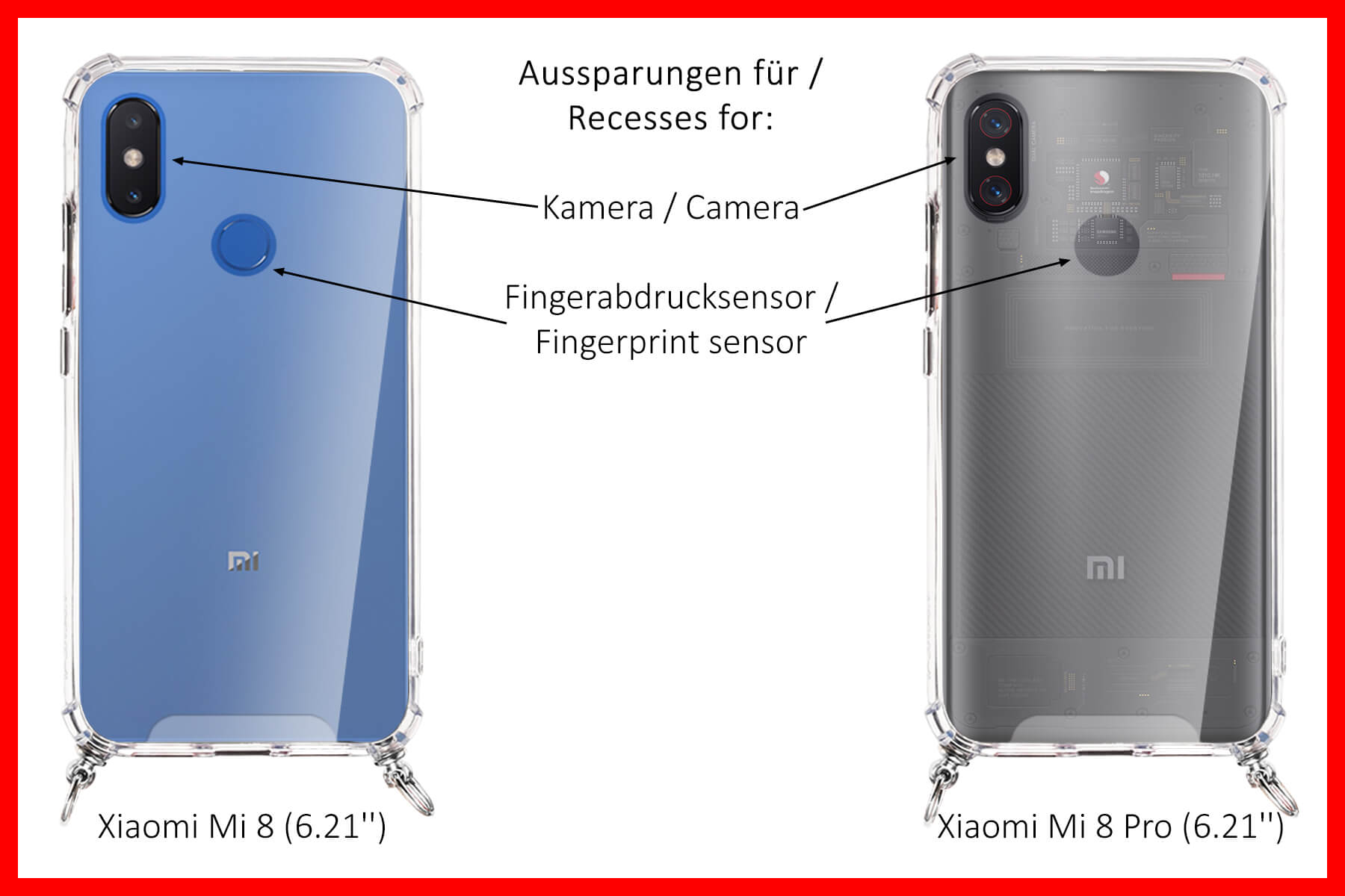 MTB MORE ENERGY Xiaomi, / Umhänge-Hülle Kordel, mit Schwarz Mi Silber 8, Backcover