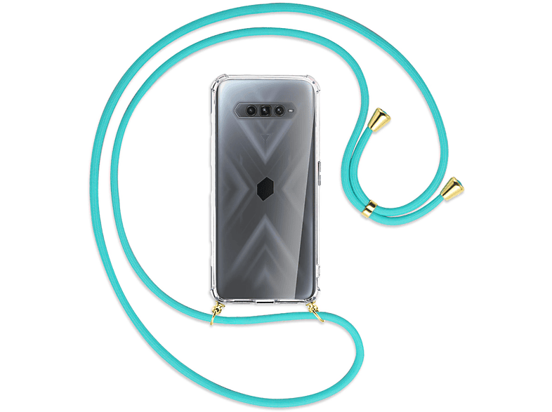 MORE mit / Xiaomi, 4, MTB Gold Backcover, Kordel, Türkis Umhänge-Hülle Shark ENERGY Black
