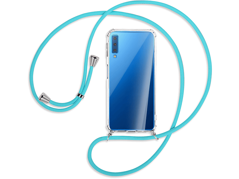 Backcover, / Silber A7 Galaxy Türkis Kordel, mit MORE Umhänge-Hülle MTB Samsung, 2018, ENERGY