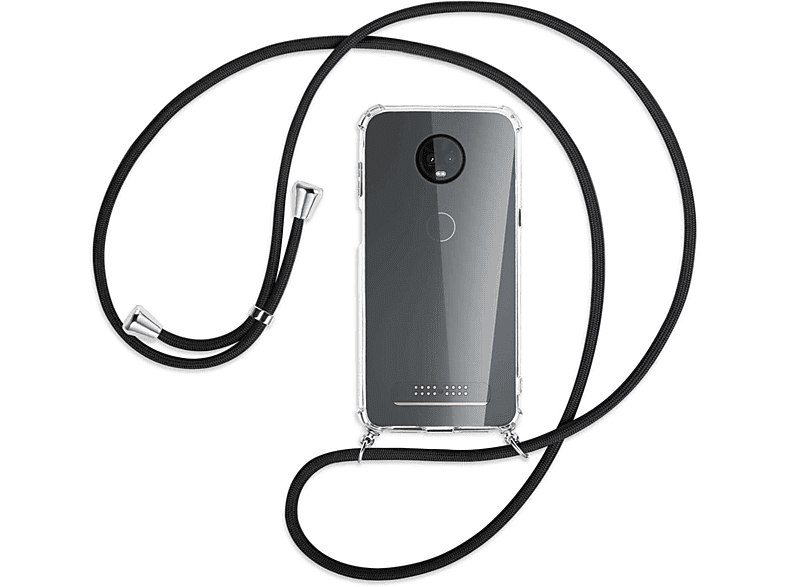 MTB Z3 Backcover, Play, ENERGY Motorola, mit Umhänge-Hülle Moto / Silber MORE Kordel, Schwarz