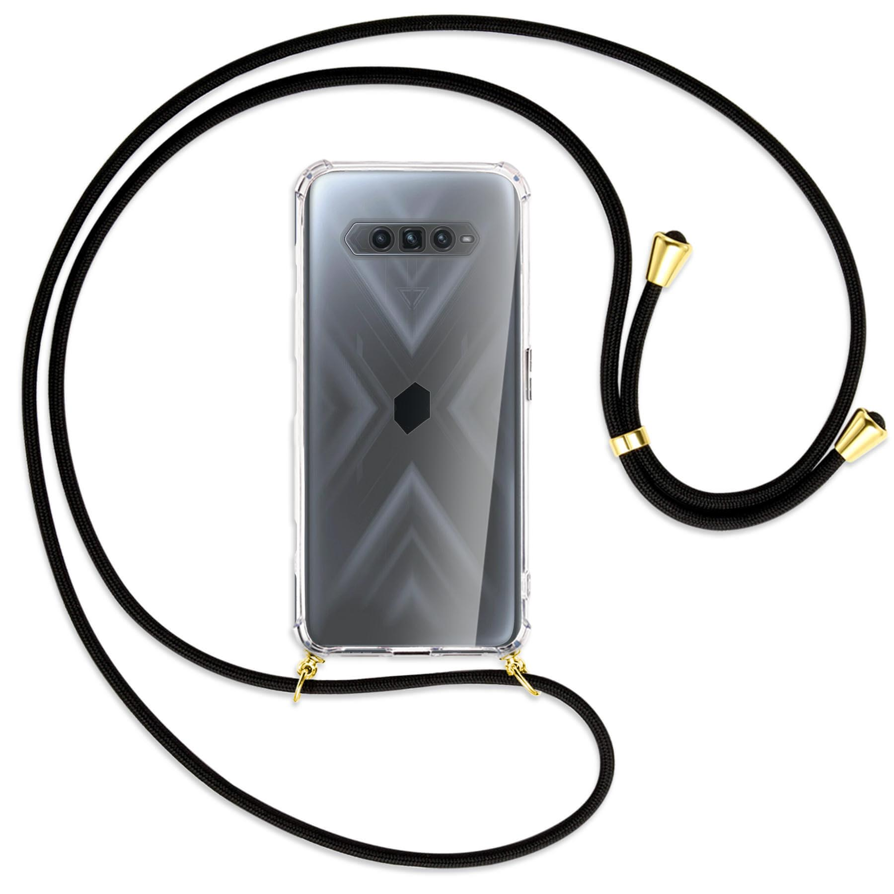 Schwarz Backcover, ENERGY MORE 4, mit MTB Gold Black Shark Kordel, Xiaomi, / Umhänge-Hülle