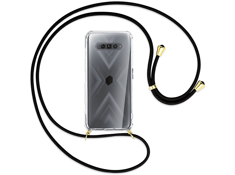 Schwarz Backcover, ENERGY MORE 4, mit MTB Gold Black Shark Kordel, Xiaomi, / Umhänge-Hülle