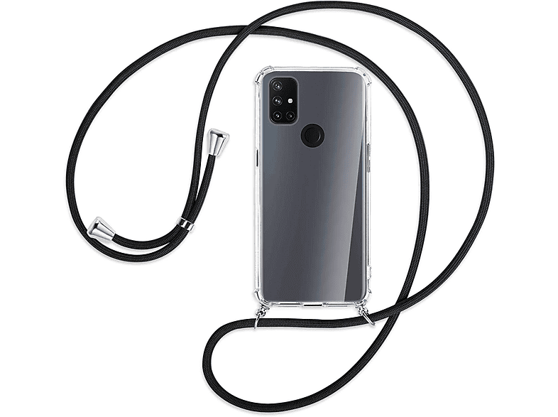 Kordel, N10 Silber MTB Backcover, mit Schwarz OnePlus, / Umhänge-Hülle Nord 5G, ENERGY MORE