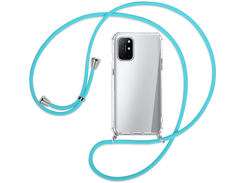 Kordel, Silber / Umhänge-Hülle Backcover, MORE OnePlus, mit ENERGY Türkis 8T, MTB