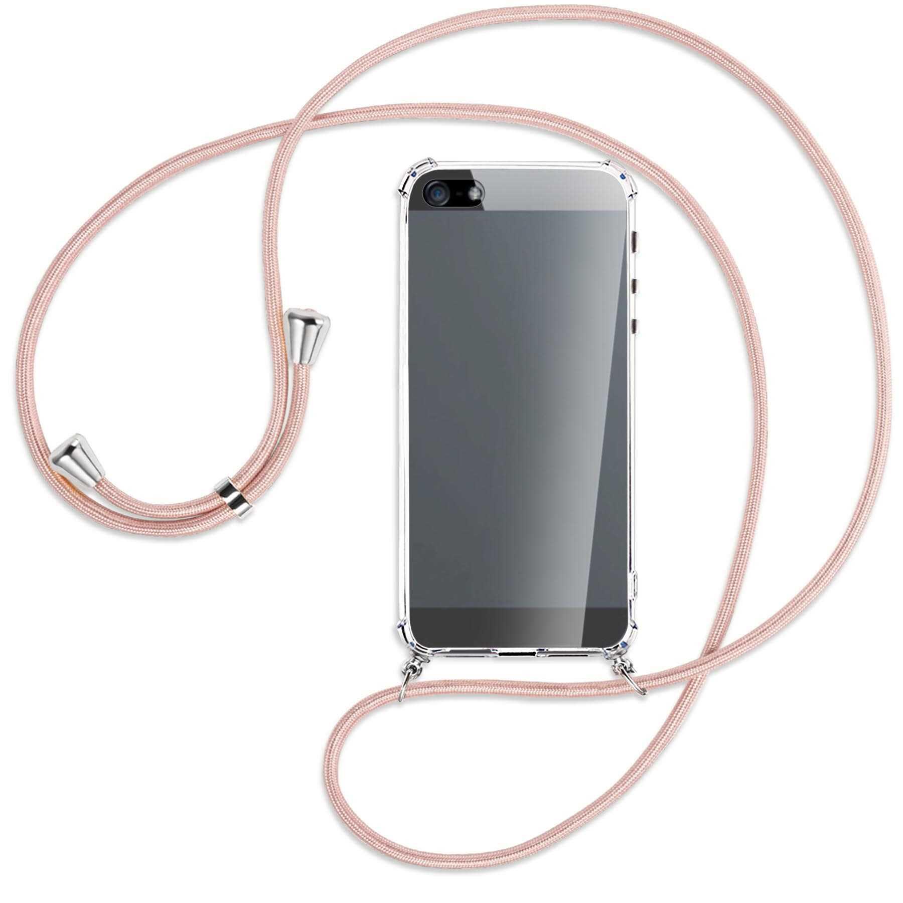 Apple, Backcover, MORE / 5, mit iPhone Umhänge-Hülle SE, MTB Kordel, iPhone ENERGY 5s, iPhone Silber Rosegold