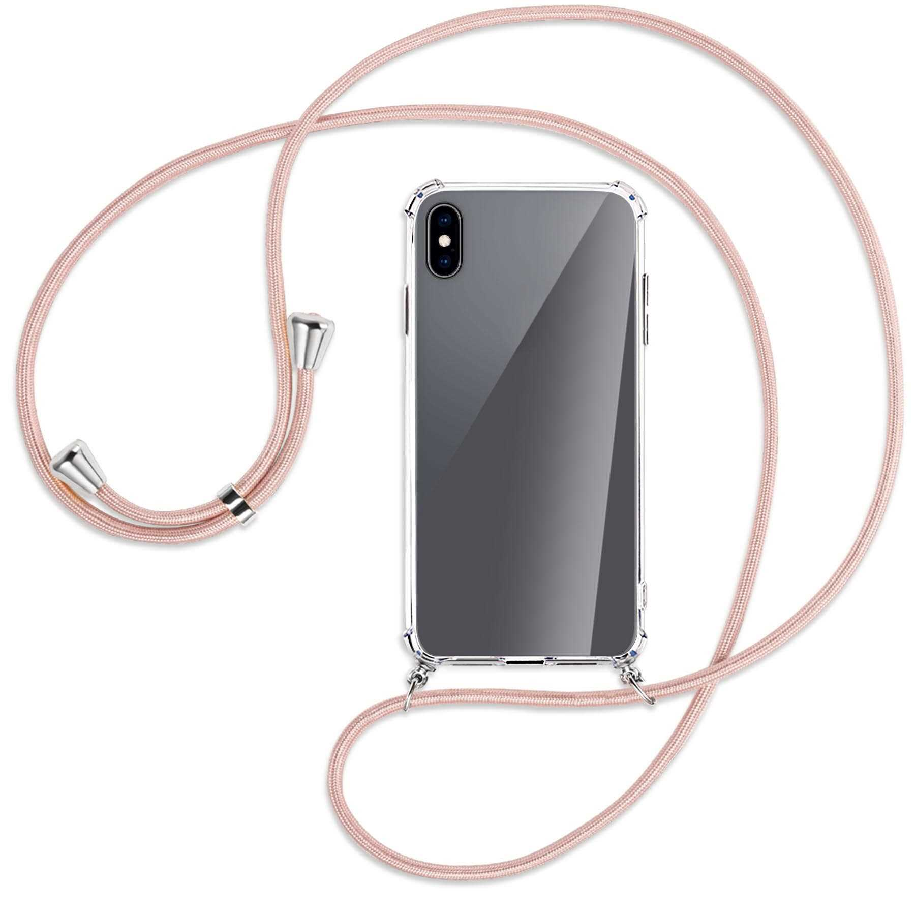 MORE Rosegold iPhone Backcover, / ENERGY Apple, MTB Umhänge-Hülle Max, mit Silber XS Kordel,