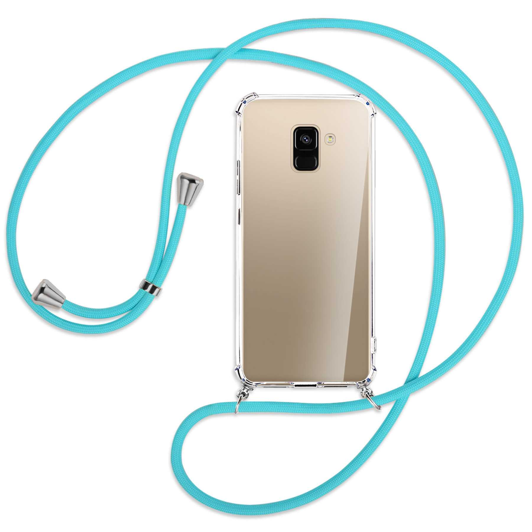 / MORE Backcover, 2018, Galaxy Silber Umhänge-Hülle Kordel, mit A8 MTB Samsung, Türkis ENERGY