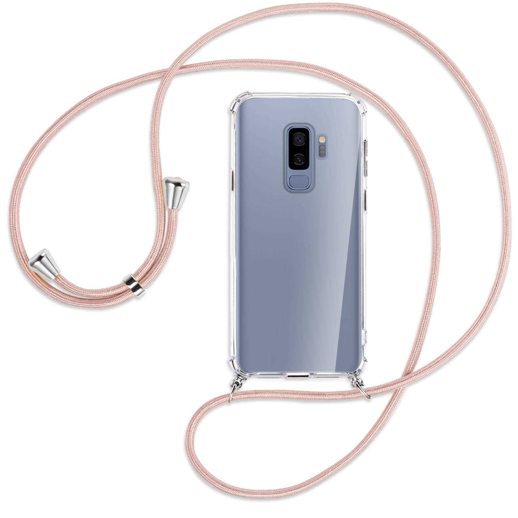 Galaxy MORE S9 Kordel, Plus, Samsung, Umhänge-Hülle Rosegold MTB Backcover, ENERGY mit / Silber
